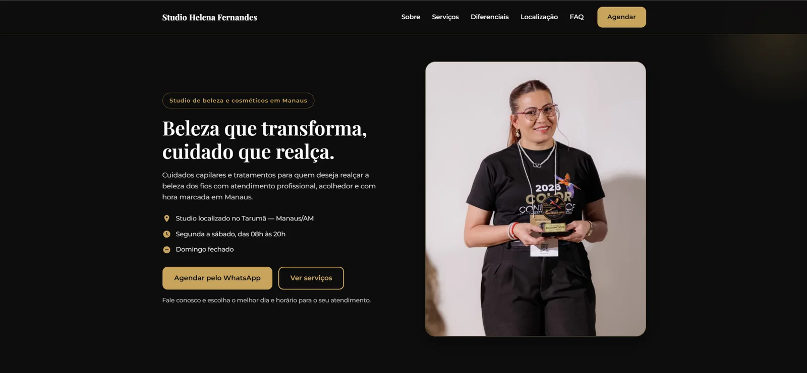 Prévia do site Studio Helena Fernandes, de beleza e cosméticos